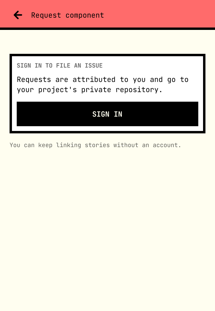 Sign in to file an issue card with a Sign in button